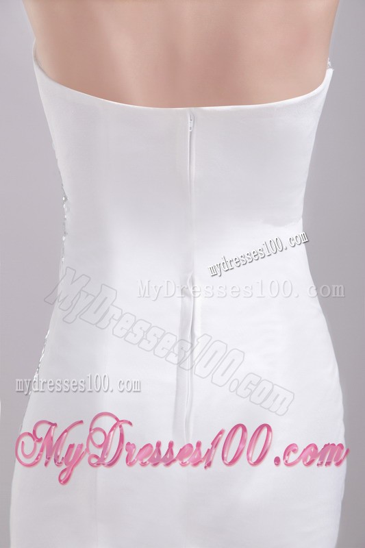 White Column Sweetheart Sequin Ruched Short Prom Cocktail Dresses