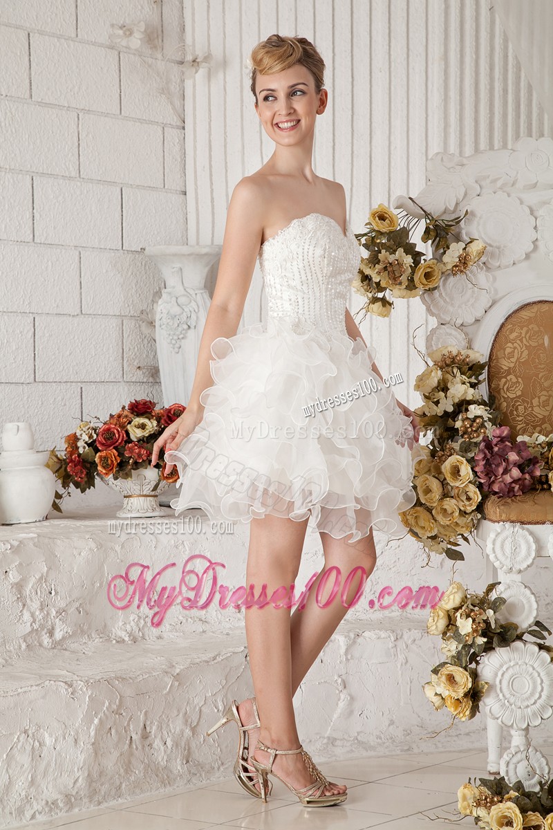 White Sweetheart Short Cocktail Dresses Beading Mini-length