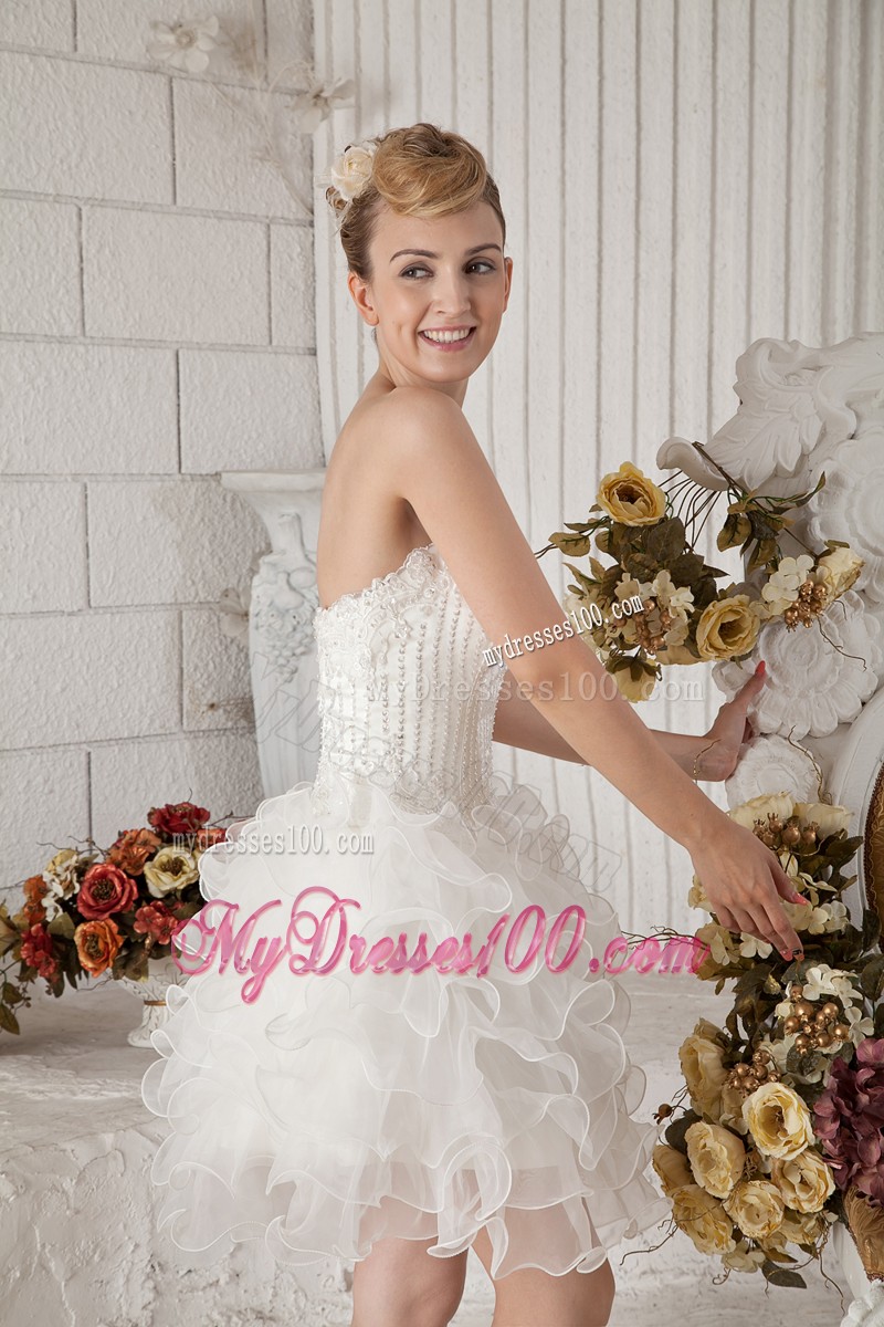 White Sweetheart Short Cocktail Dresses Beading Mini-length