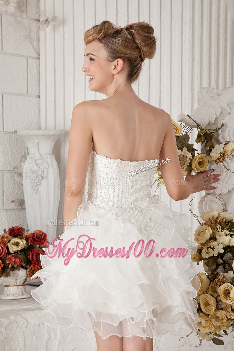 White Sweetheart Short Cocktail Dresses Beading Mini-length