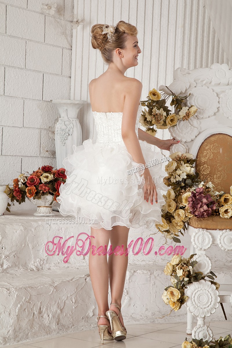 White Sweetheart Short Cocktail Dresses Beading Mini-length