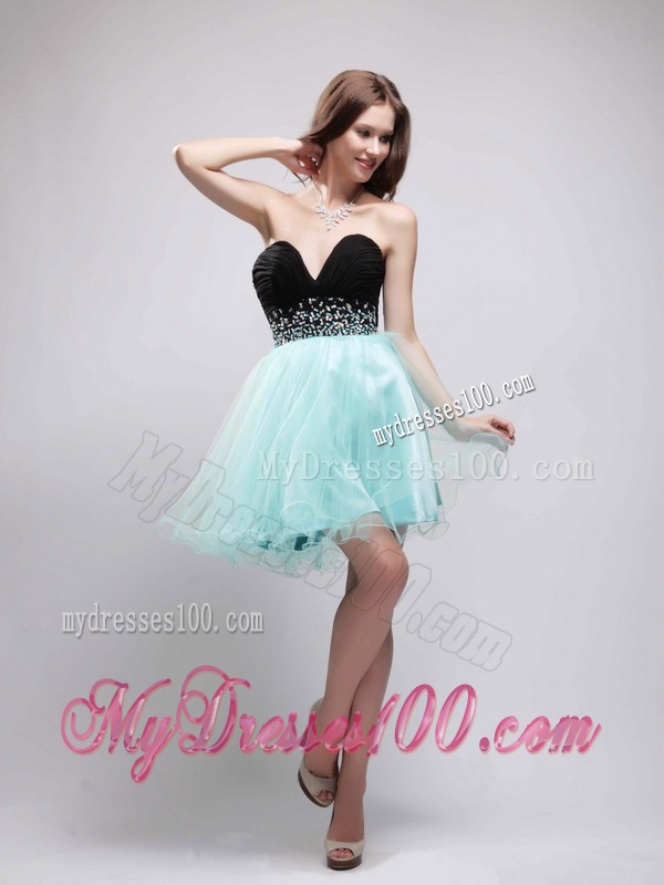 Black and Apple Green Sweetheart Beading Short Cocktail Dress