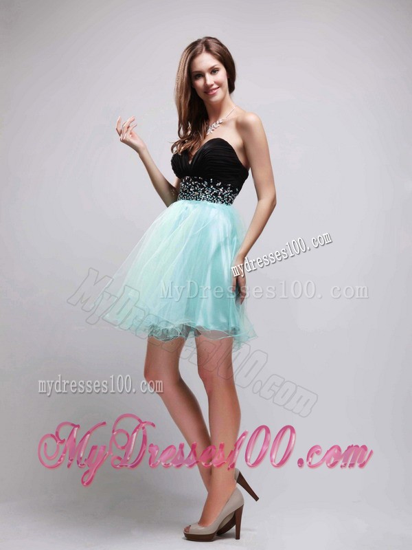 Black and Apple Green Sweetheart Beading Short Cocktail Dress