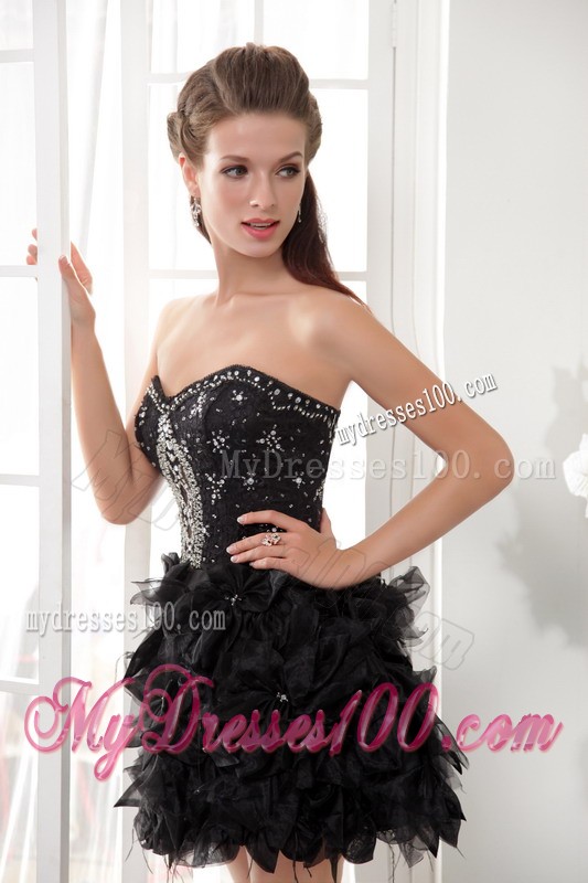 Black Princess Sweetheart Short Beading and Lace Cocktail Dresses