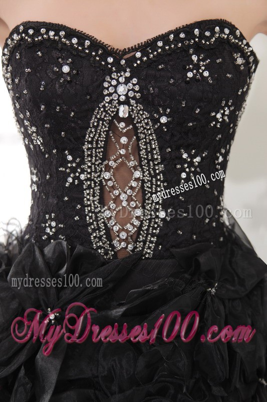 Black Princess Sweetheart Short Beading and Lace Cocktail Dresses