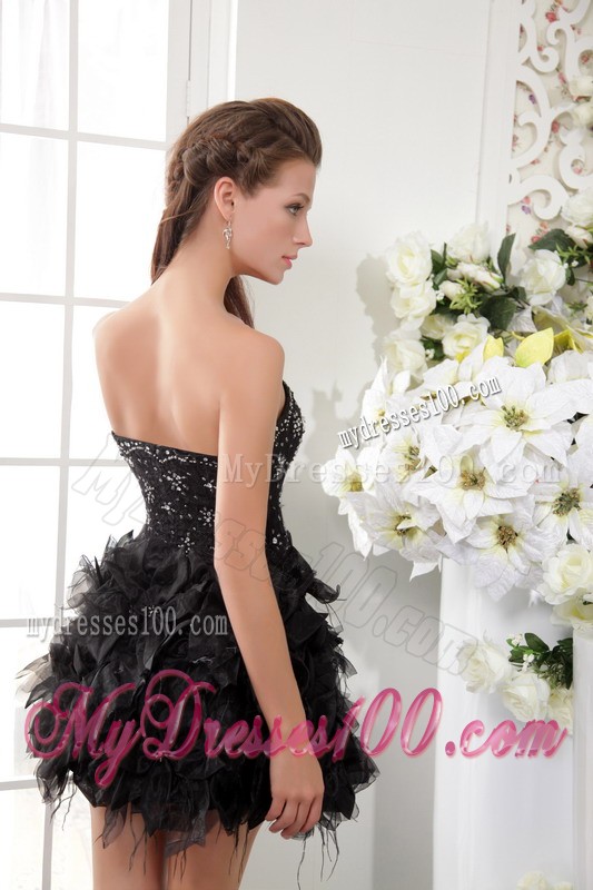 Black Princess Sweetheart Short Beading and Lace Cocktail Dresses