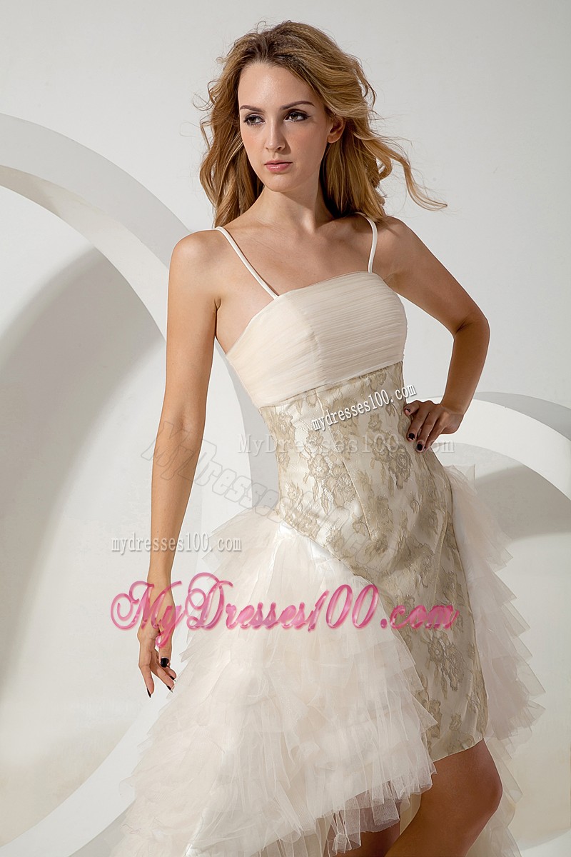 2013 Cheap Princess White Column Straps White Cocktail Dress High-low