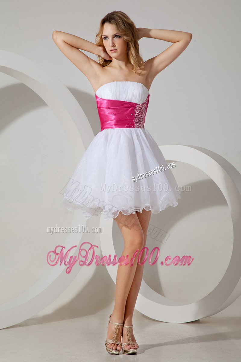 Beautiful White Princess Strapless Cocktail Dresses Beading Mini-length