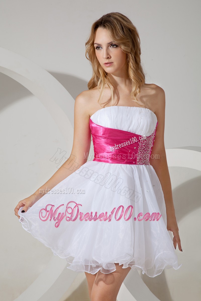 Beautiful White Princess Strapless Cocktail Dresses Beading Mini-length