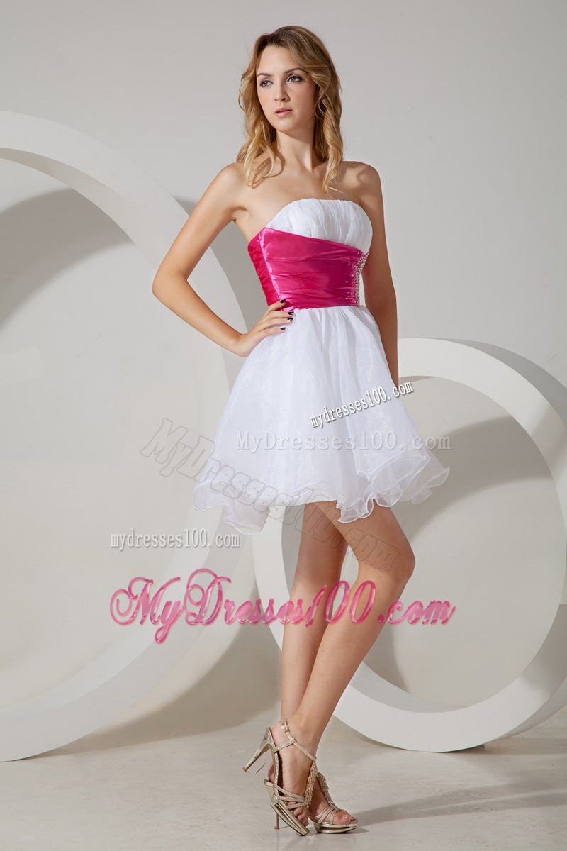 Beautiful White Princess Strapless Cocktail Dresses Beading Mini-length