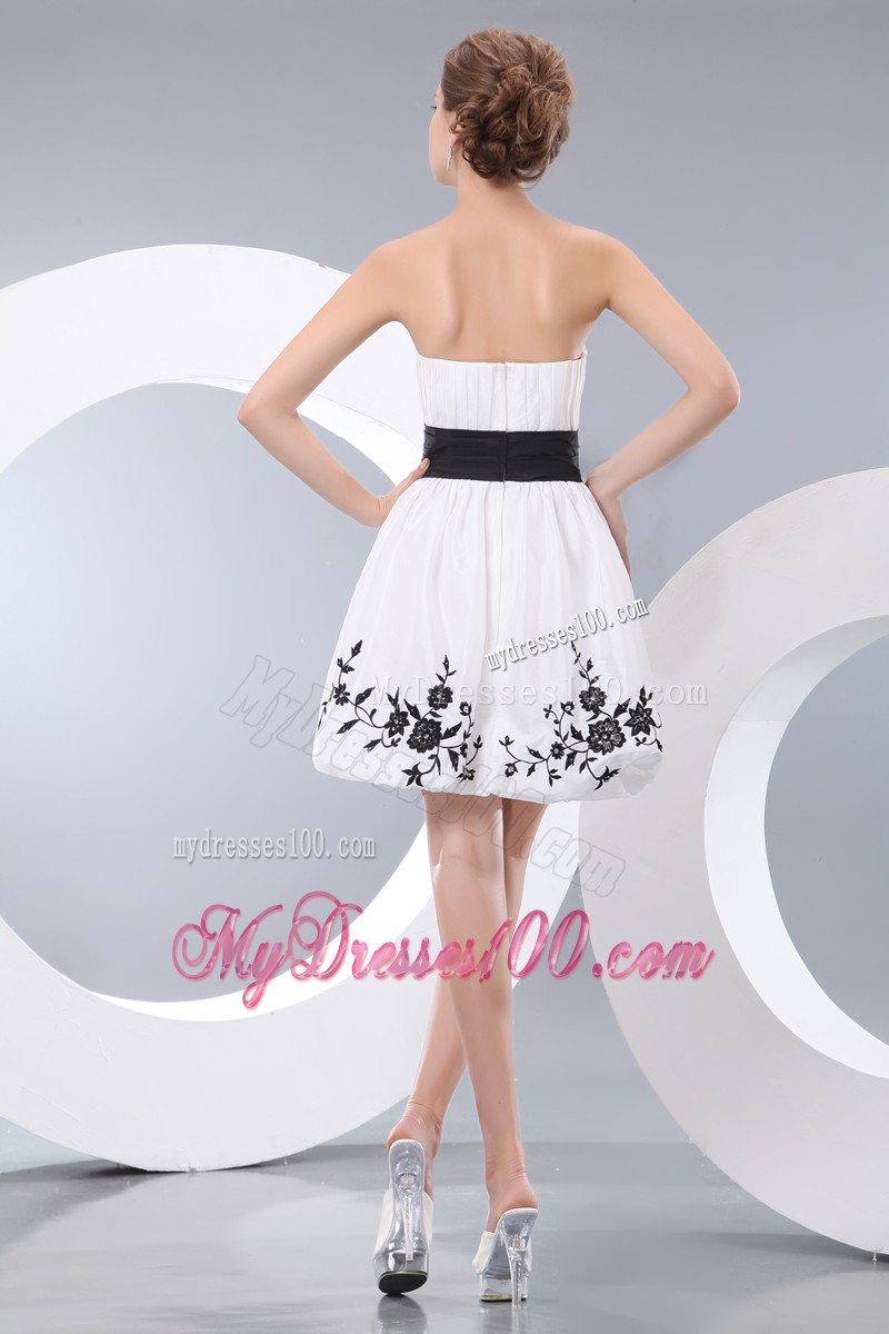 White Princess Strapless Mini-length Appliques Cocktail Dresses