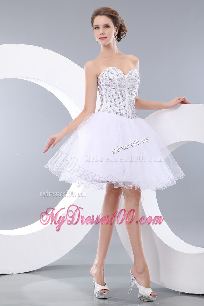 Lovely White Princess Short Cocktail Dresses Sweetheart Mini-length