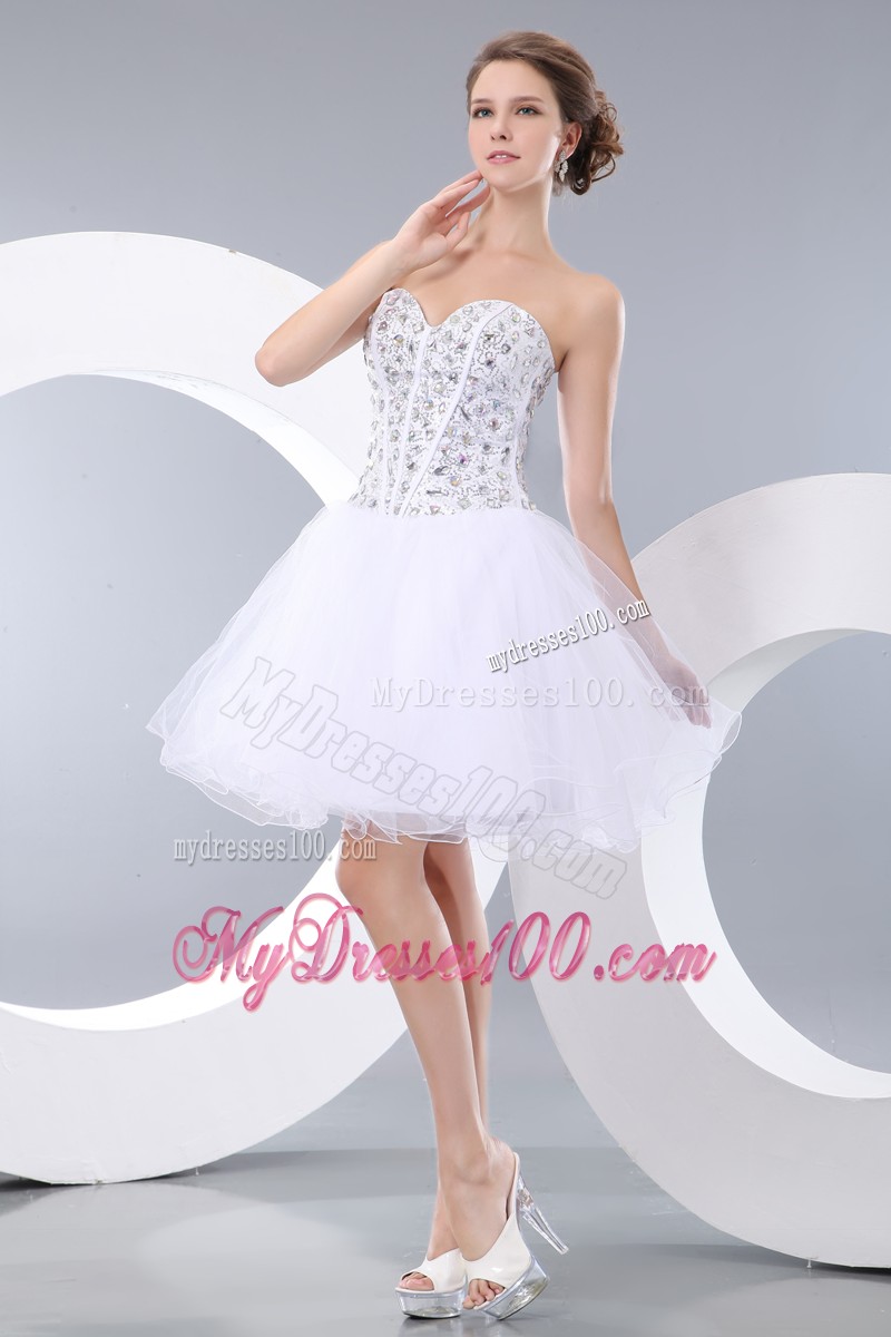 Lovely White Princess Short Cocktail Dresses Sweetheart Mini-length
