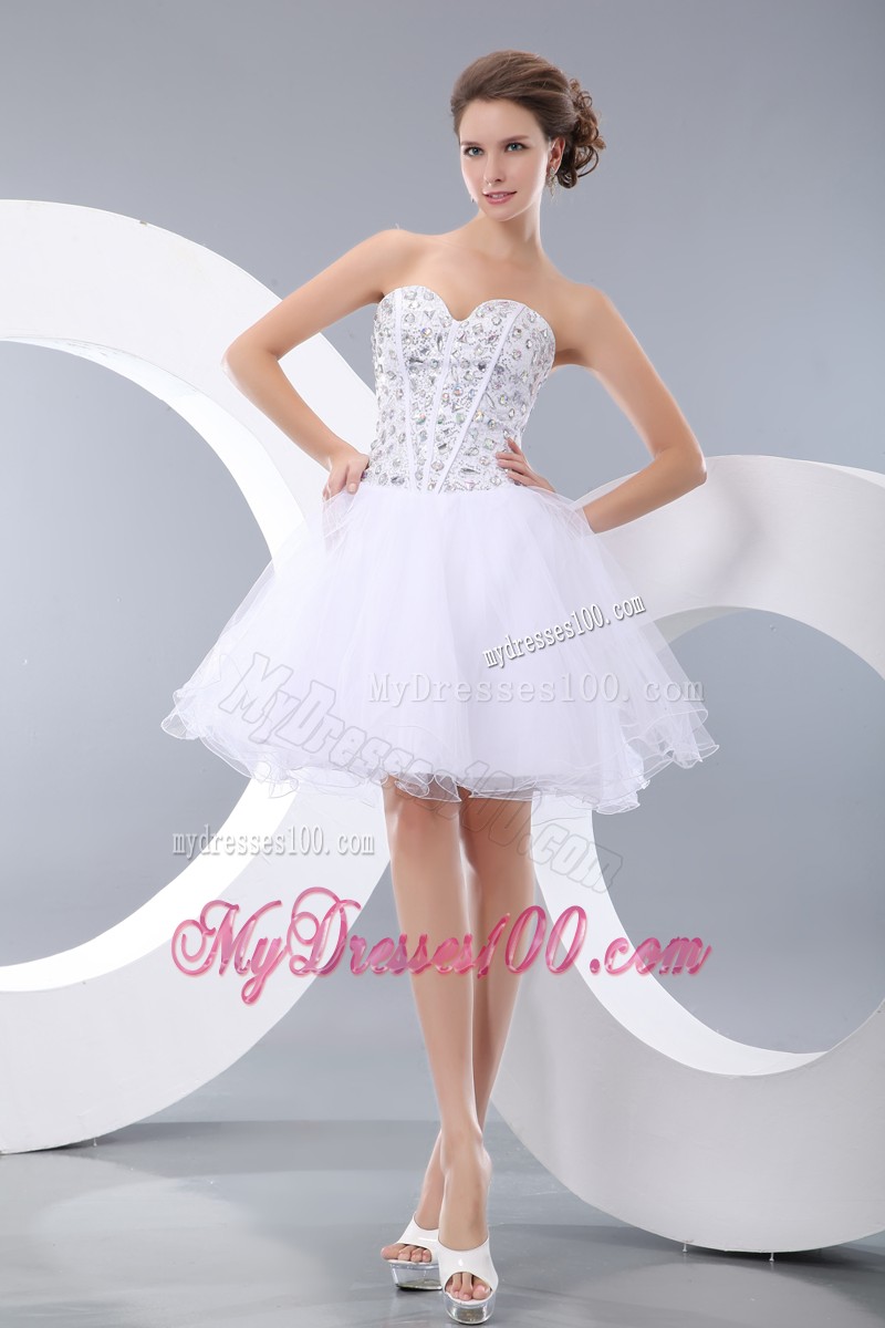 Lovely White Princess Short Cocktail Dresses Sweetheart Mini-length