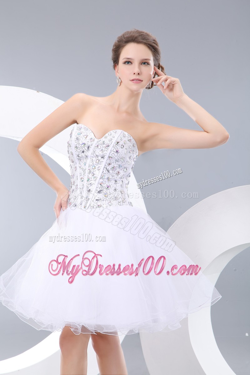 Lovely White Princess Short Cocktail Dresses Sweetheart Mini-length