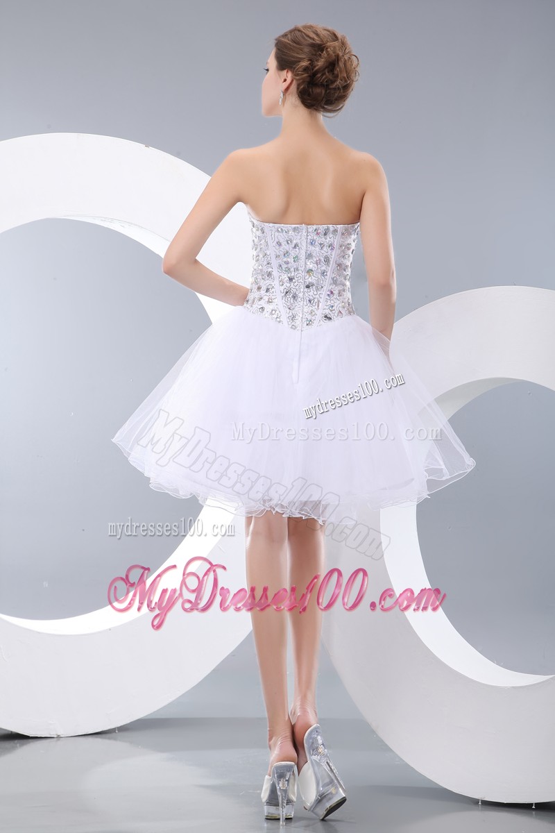 Lovely White Princess Short Cocktail Dresses Sweetheart Mini-length