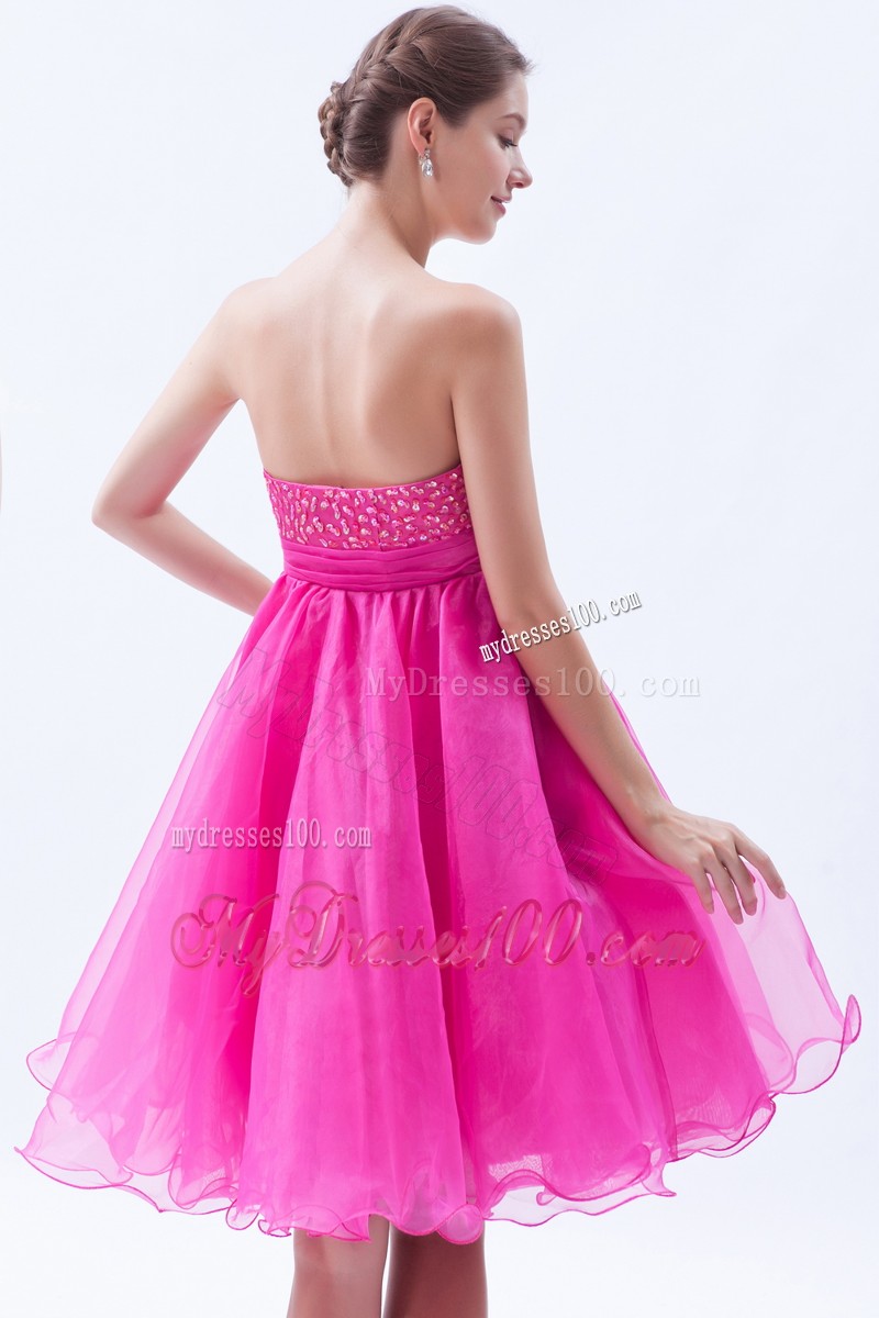 Pretty Hot Pink Sweetheart Cocktail Dresses Beading Mini-length