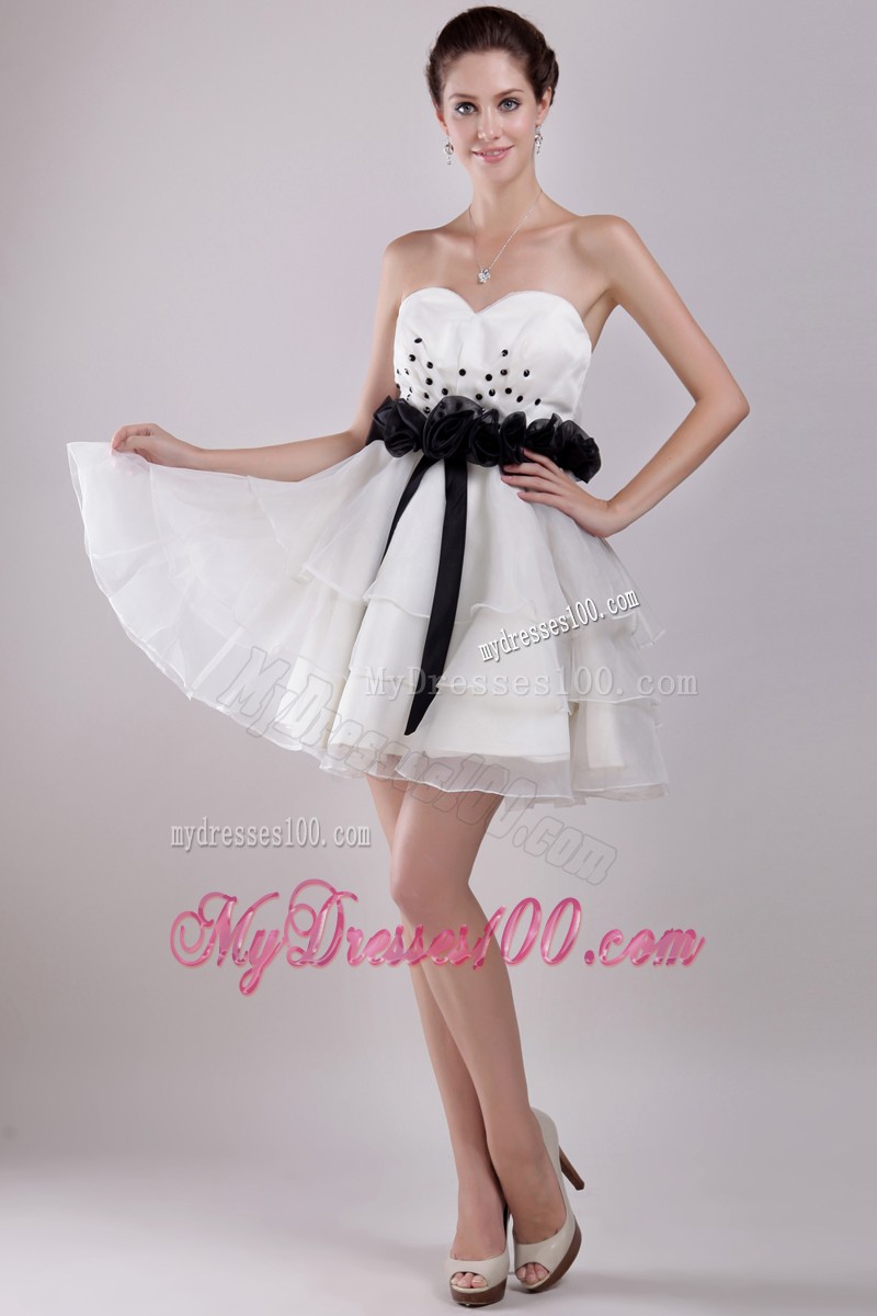 White Princess Sweetheart Mini-length Ruffles Cocktail Dress