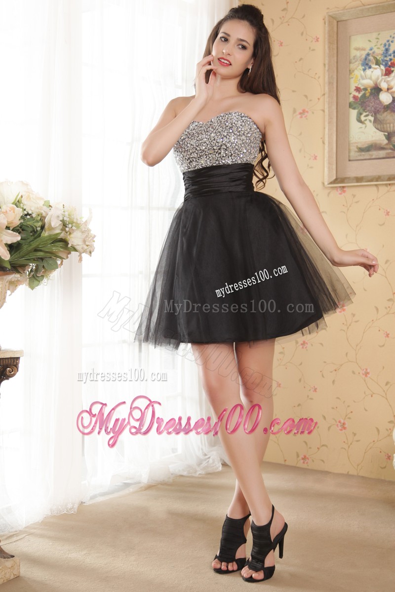 2013 Lovely Black Sweetheart Cocktail Dress Beading Mini-length