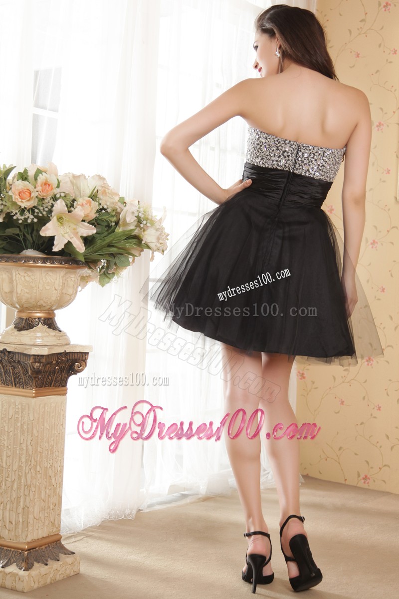 2013 Lovely Black Sweetheart Cocktail Dress Beading Mini-length