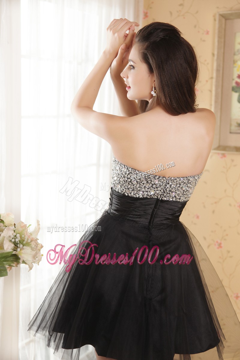 2013 Lovely Black Sweetheart Cocktail Dress Beading Mini-length