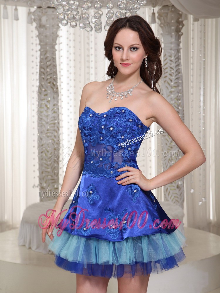 Luxurious Style For Sweetheart Blue Beaded Short Prom Cocktail Dress