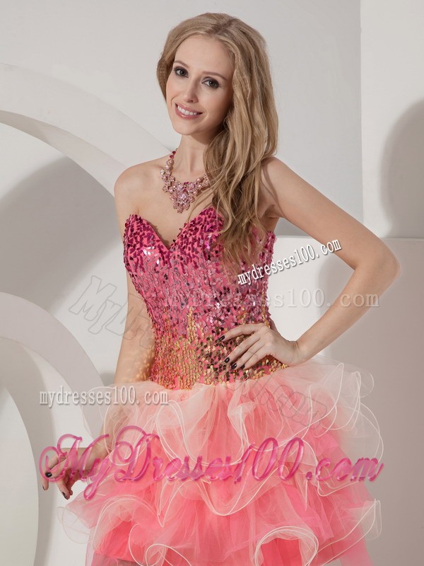 Watermelon Cocktail Dress Red Sweetheart Beading Mini-length