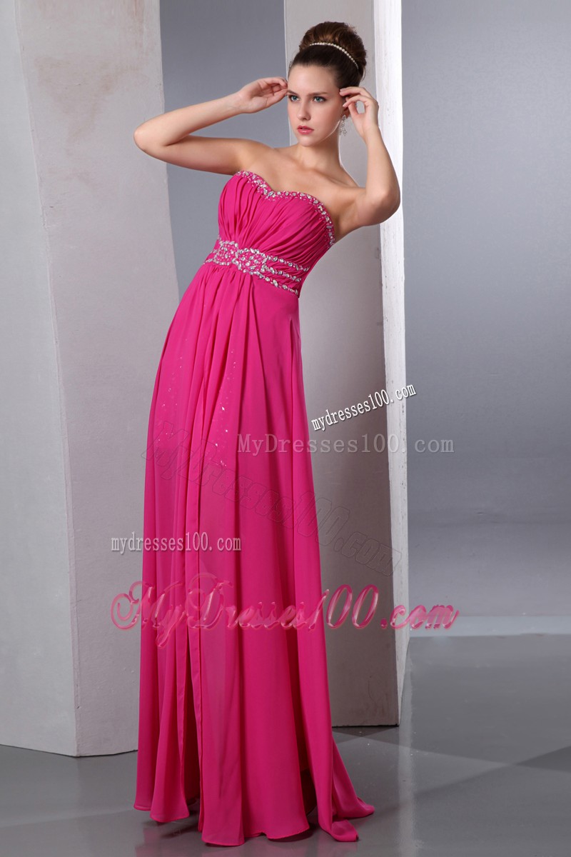 Hot Pink Column Sweetheart Floor-length Beading 2013 Cocktail Dress