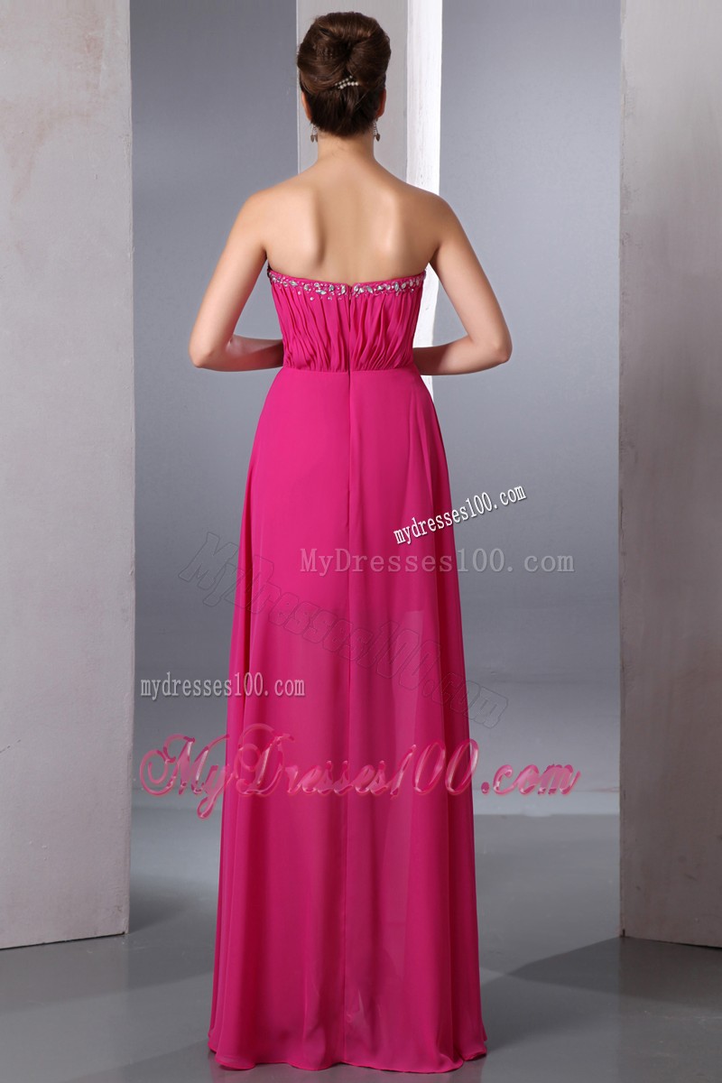 Hot Pink Column Sweetheart Floor-length Beading 2013 Cocktail Dress