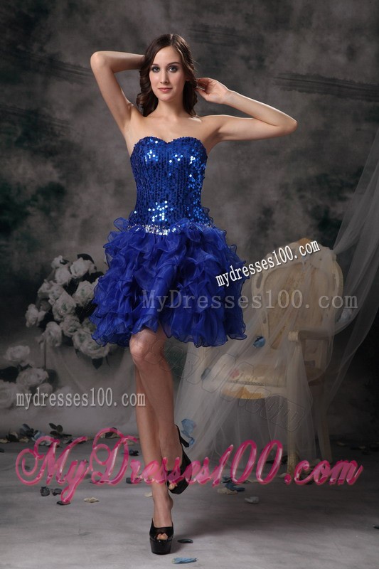 Cute Royal Blue Cocktail Dress Sweetheart Beading Mini-length