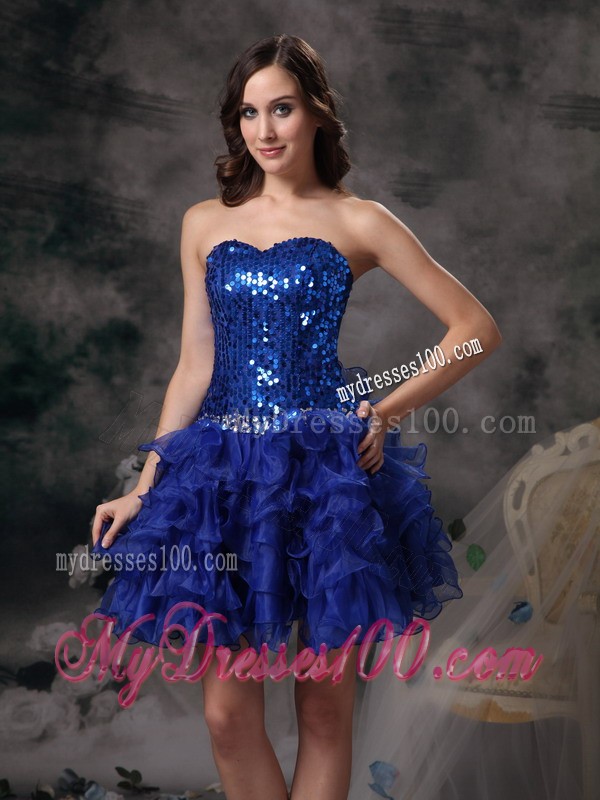 Cute Royal Blue Cocktail Dress Sweetheart Beading Mini-length