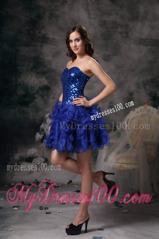 Cute Royal Blue Cocktail Dress Sweetheart Beading Mini-length