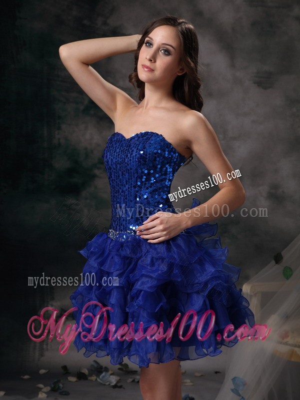 Cute Royal Blue Cocktail Dress Sweetheart Beading Mini-length