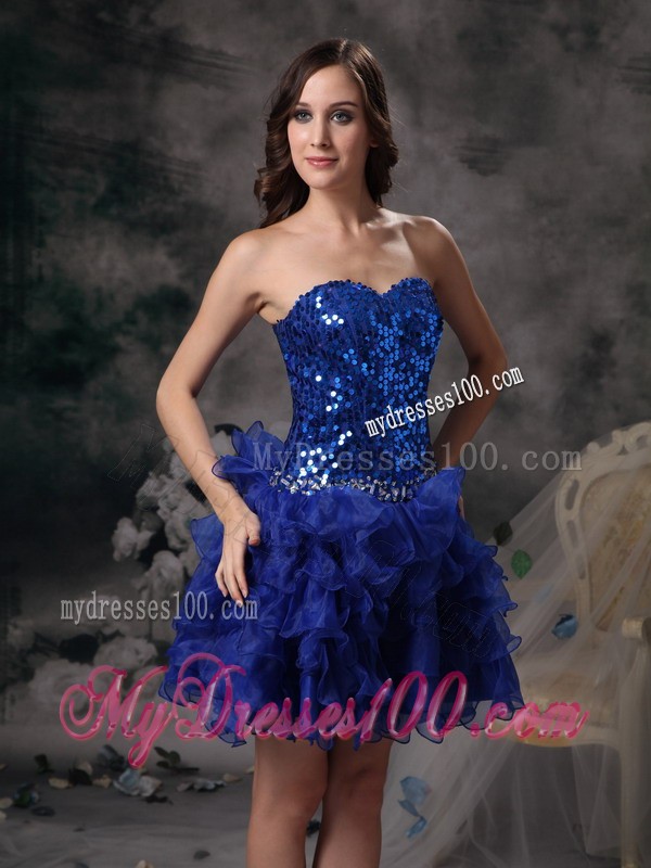 Cute Royal Blue Cocktail Dress Sweetheart Beading Mini-length