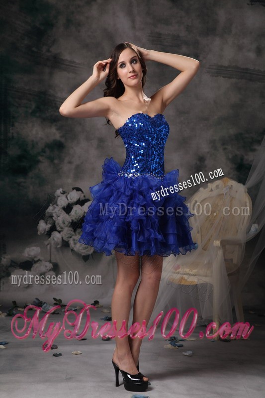 Cute Royal Blue Cocktail Dress Sweetheart Beading Mini-length