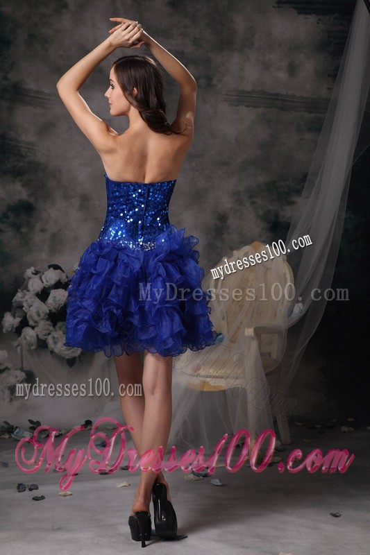 Cute Royal Blue Cocktail Dress Sweetheart Beading Mini-length