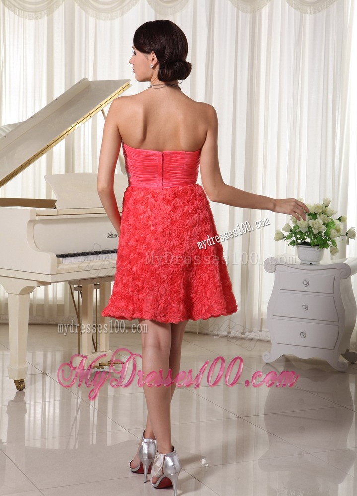Mini-length Sweetheart Appliques With Beading Watermelon Cocktail Dress