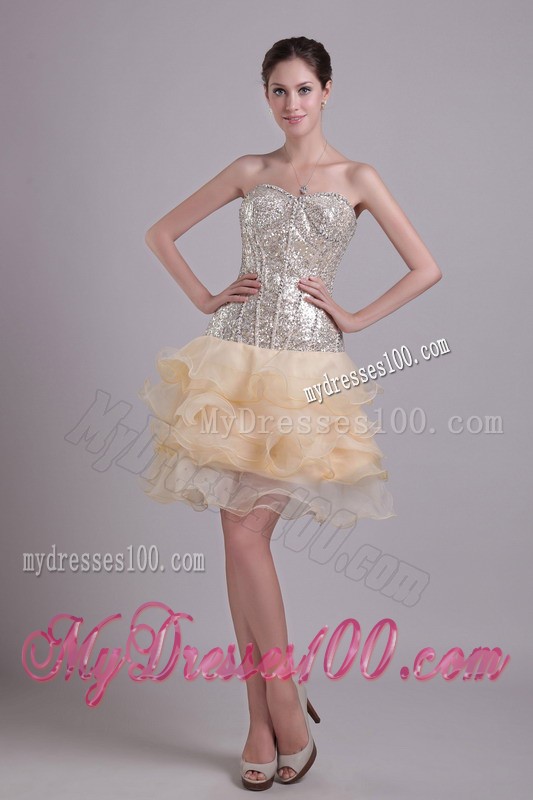 Champagne Princess Sweetheart Short Sequins 2013 Cocktail Dresses
