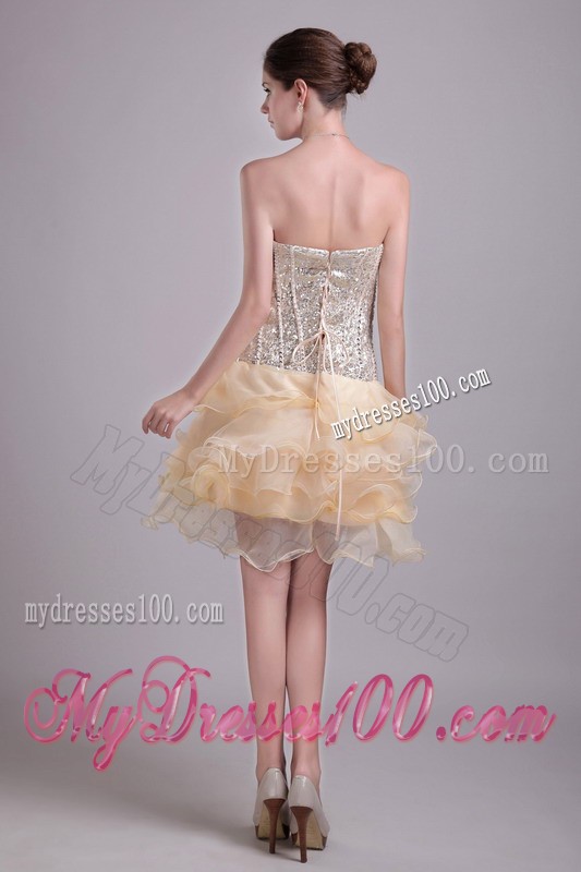 Champagne Princess Sweetheart Short Sequins 2013 Cocktail Dresses