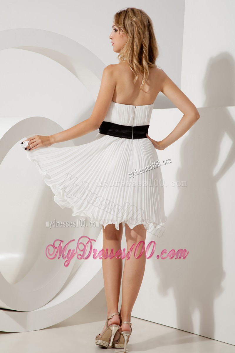 2013 Summer White Empire Strapless Mini-length Belt Cocktail Dresses