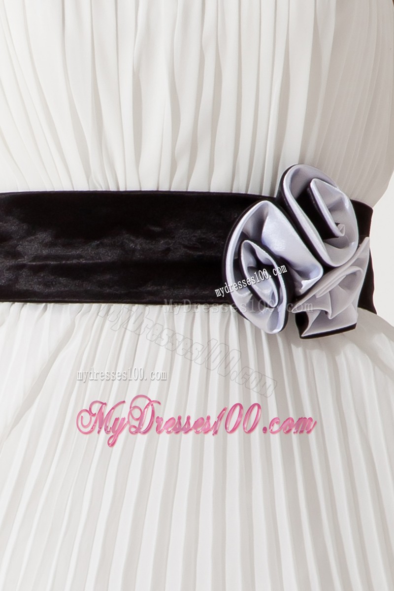 2013 Summer White Empire Strapless Mini-length Belt Cocktail Dresses