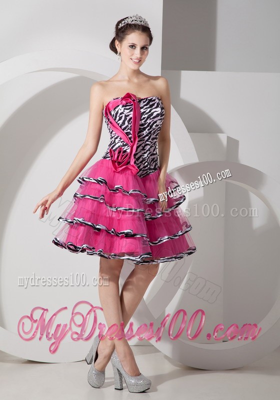 2013 Pretty Sweet Zebra Print Strapless Short Cocktail Dress Mini-length