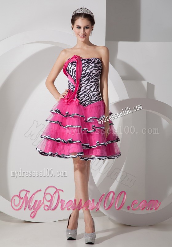 2013 Pretty Sweet Zebra Print Strapless Short Cocktail Dress Mini-length