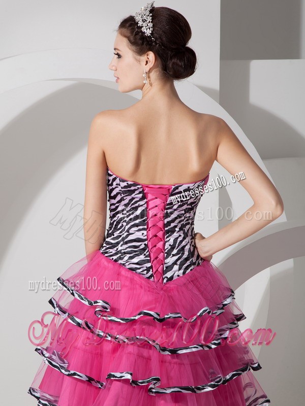 2013 Pretty Sweet Zebra Print Strapless Short Cocktail Dress Mini-length