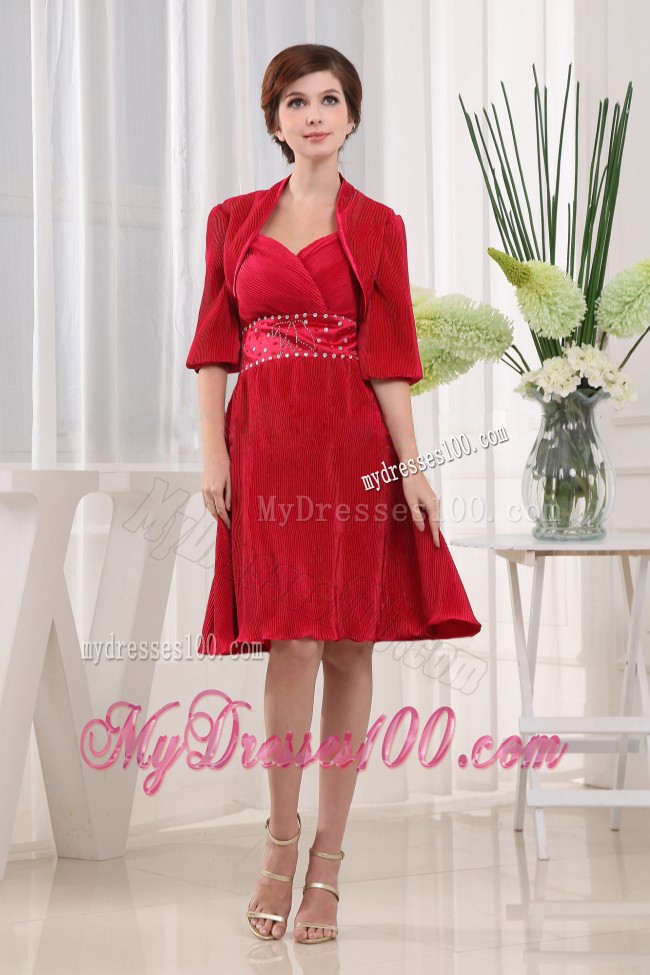 Sweetheart Wine Red Mother of the Bride Dress with Ruching
