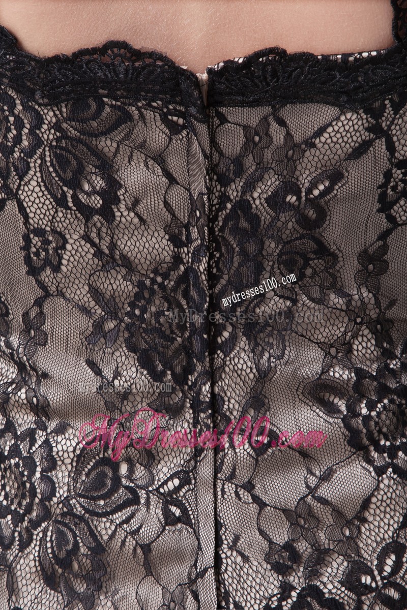 Bateau Lace Black Knee-length Mother of the Bride Dresses