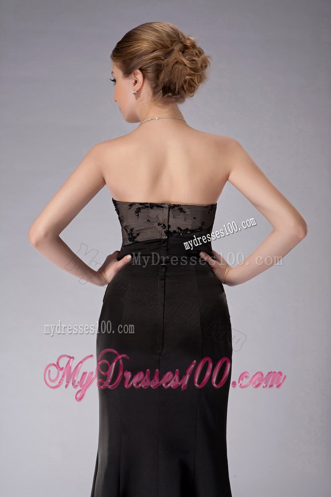 Black Column Strapless Ankle-length Appliques Mother of the Bride Dress