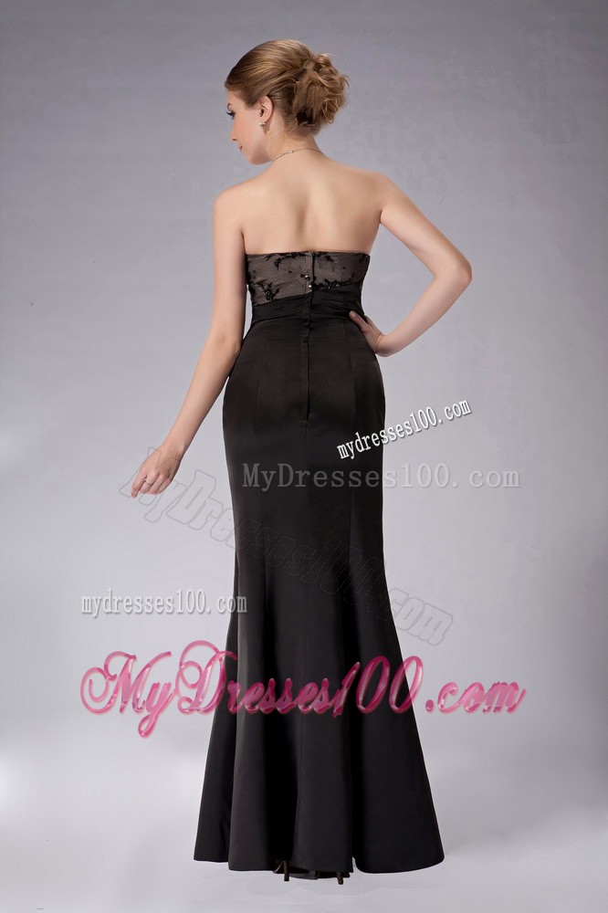 Black Column Strapless Ankle-length Appliques Mother of the Bride Dress
