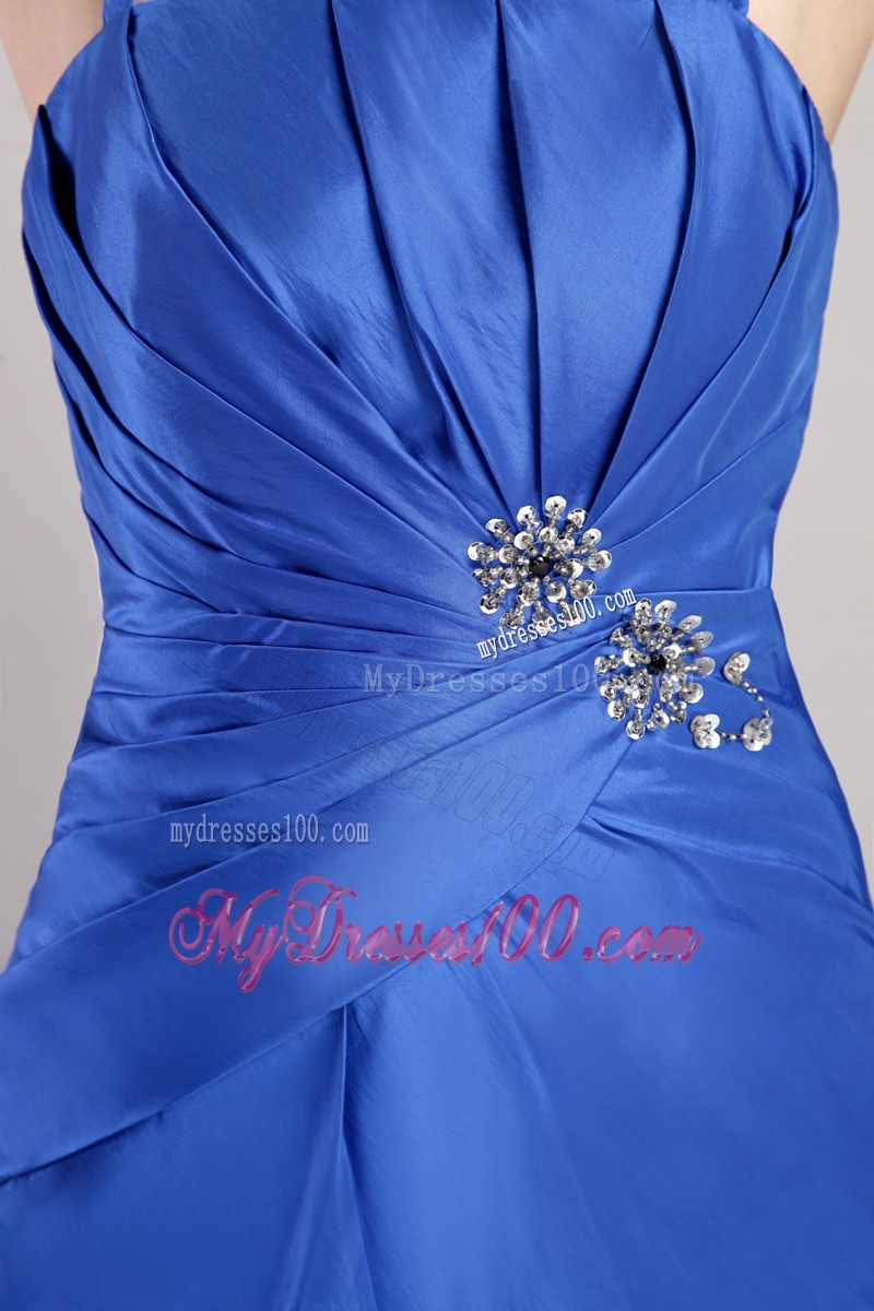 Blue Column Strapless Mini-length Beading Mother of the Bride Dress