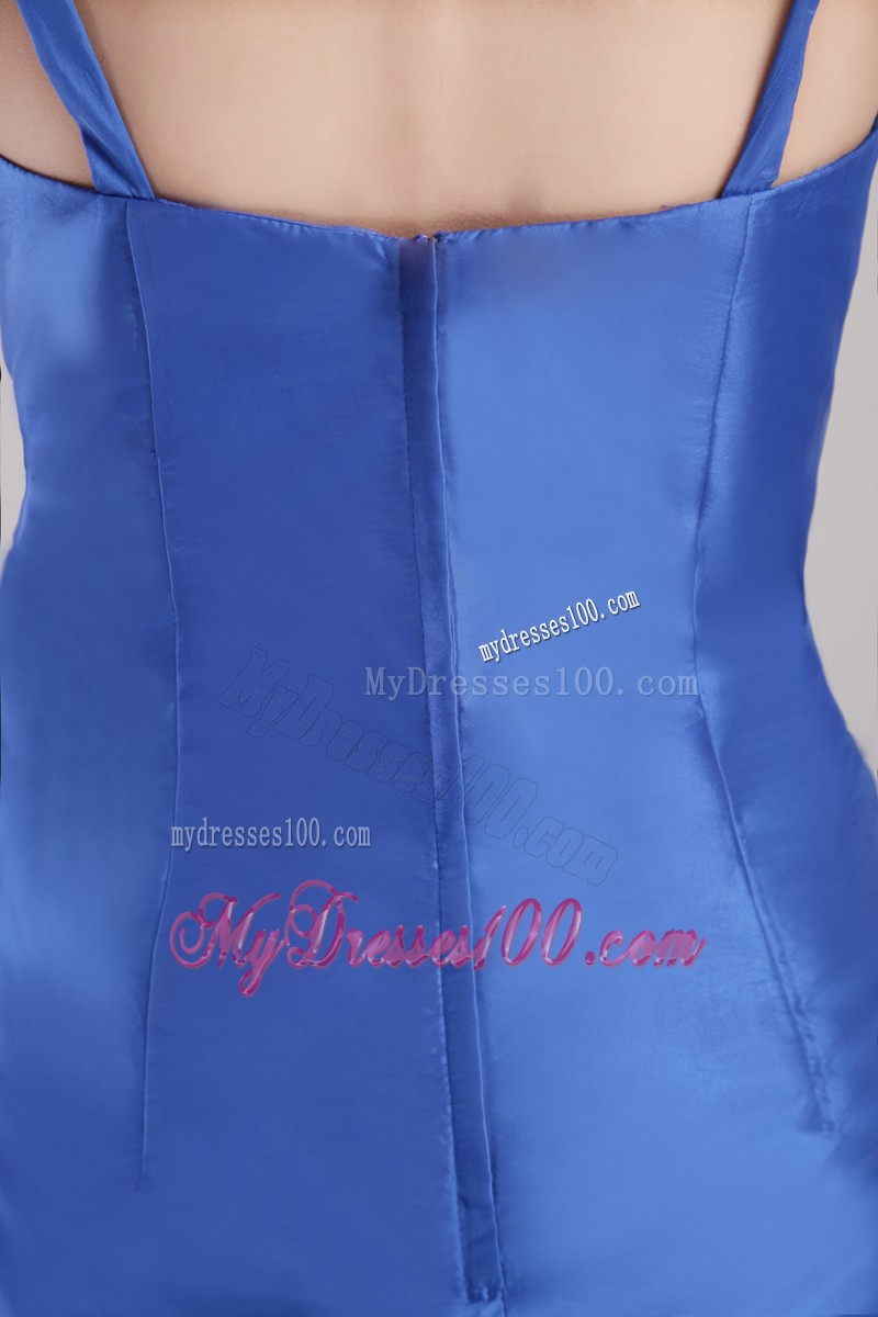 Blue Column Strapless Mini-length Beading Mother of the Bride Dress